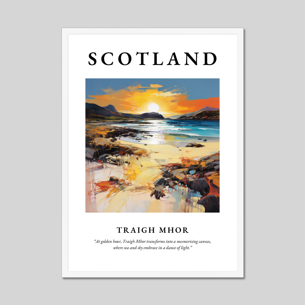 Poster in a white frame with the word Scotland