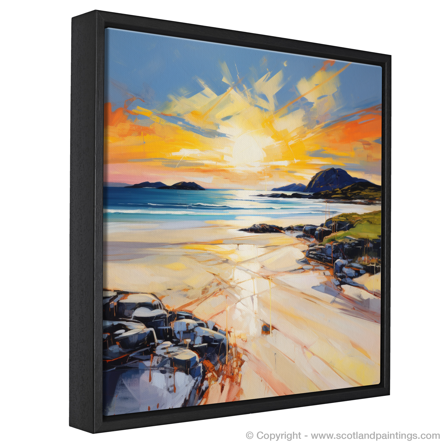 Painting and Art Print of Traigh Mhor at golden hour entitled "Golden Hour Majesty at Traigh Mhor".