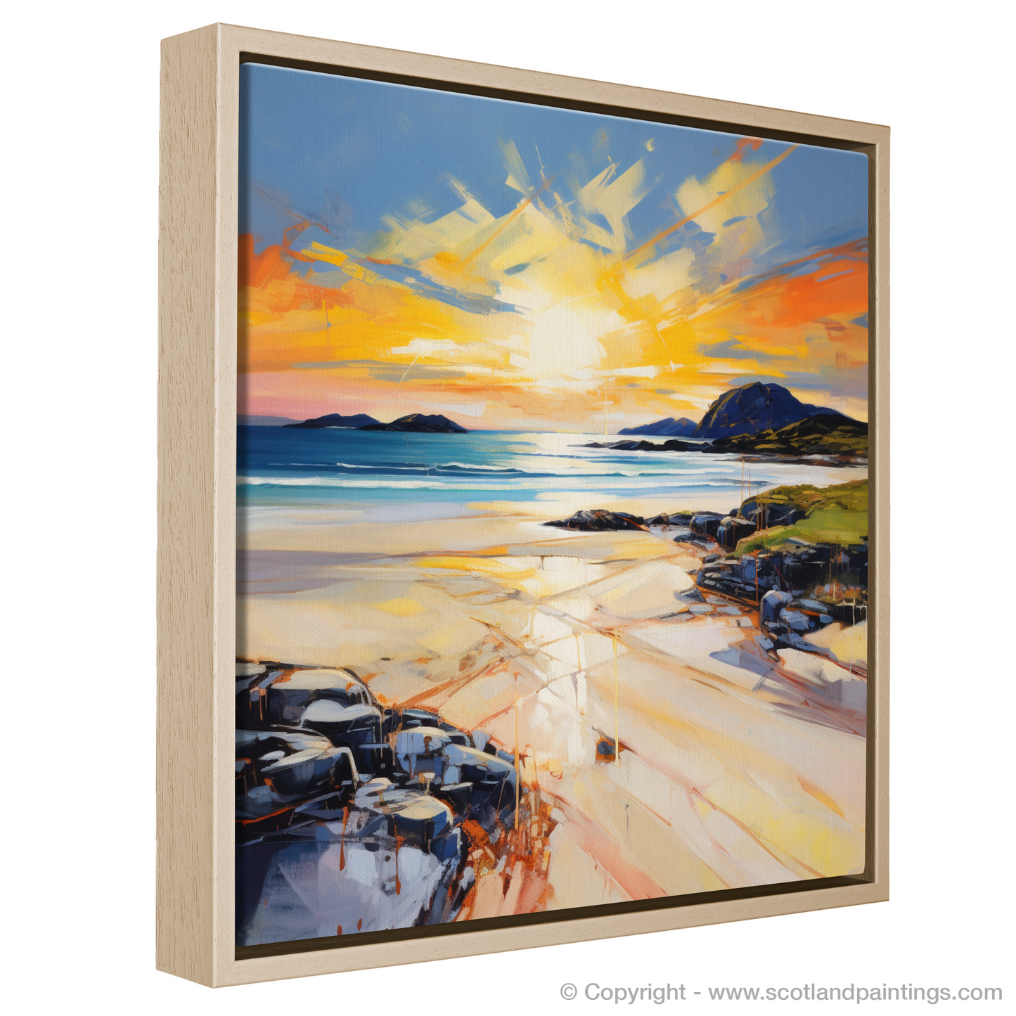 Painting and Art Print of Traigh Mhor at golden hour entitled "Golden Hour Majesty at Traigh Mhor".