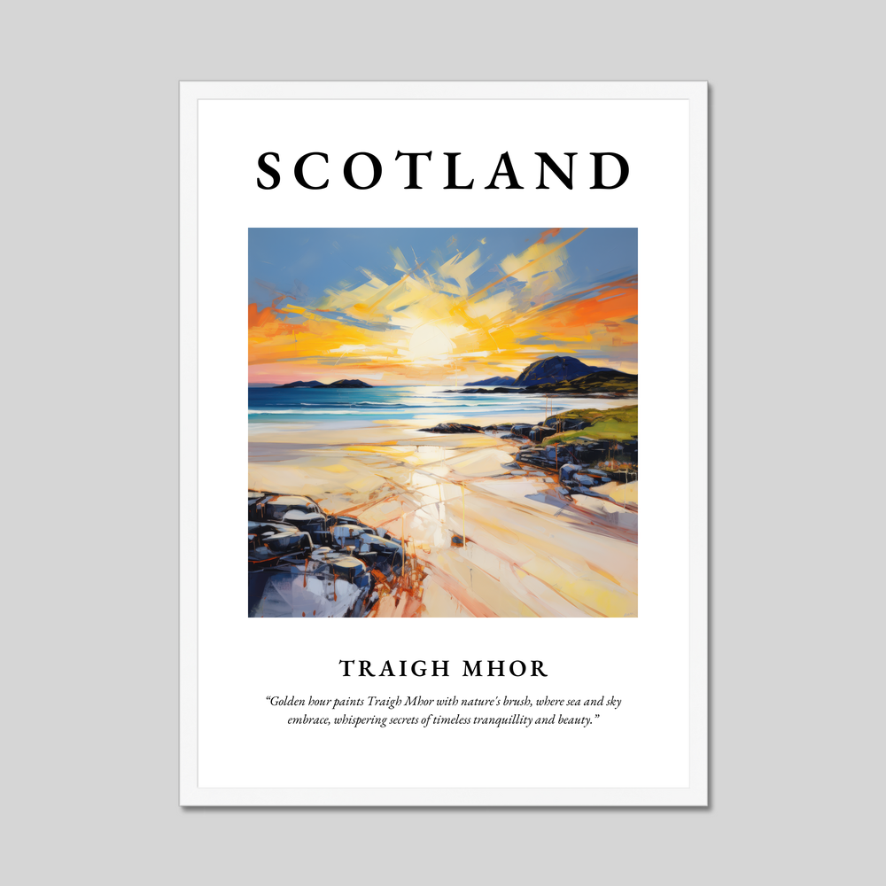 Poster in a white frame with the word Scotland