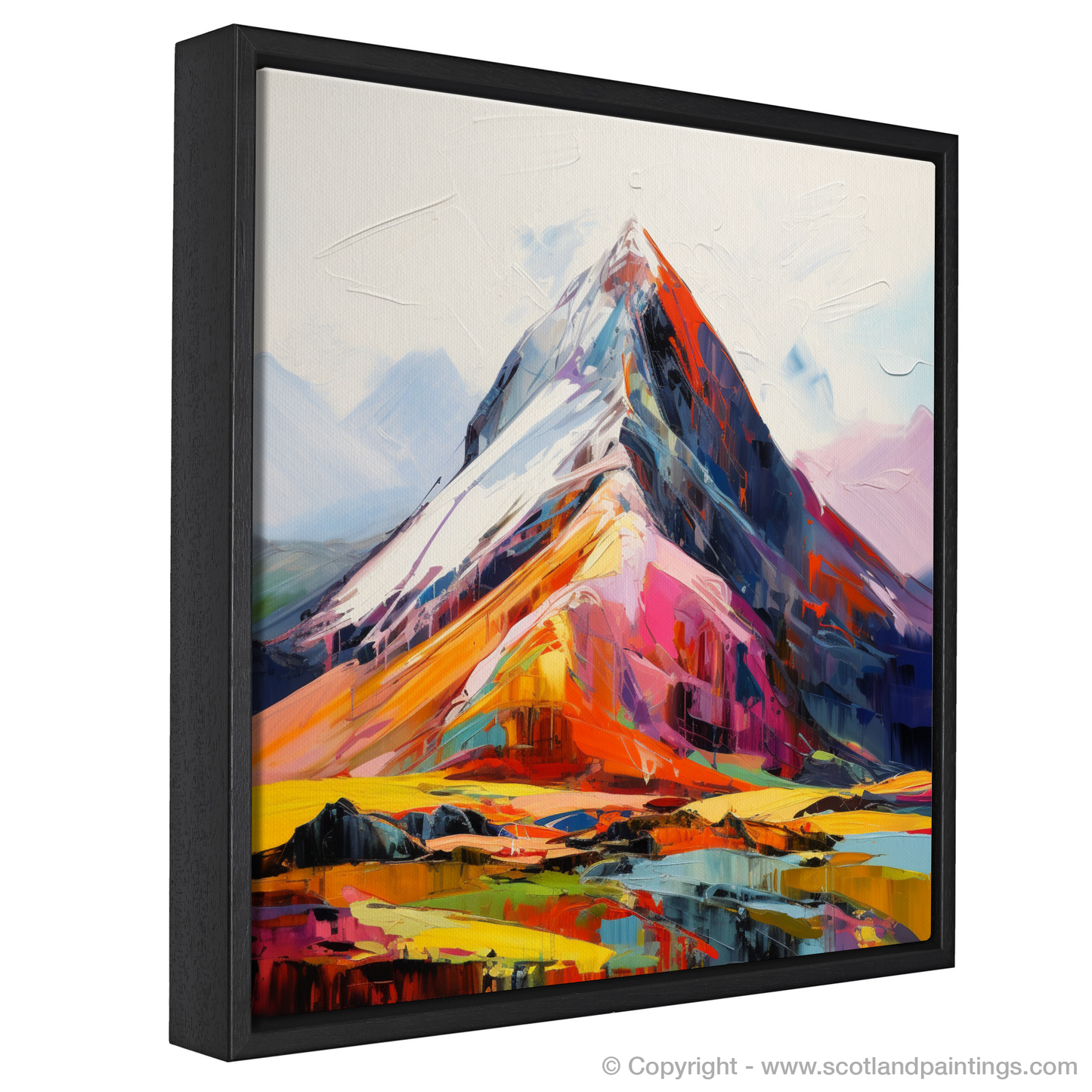 Painting and Art Print of Stob Binnein entitled "Fiery Embrace of Stob Binnein: An Expressionist Ode to the Scottish Highlands".