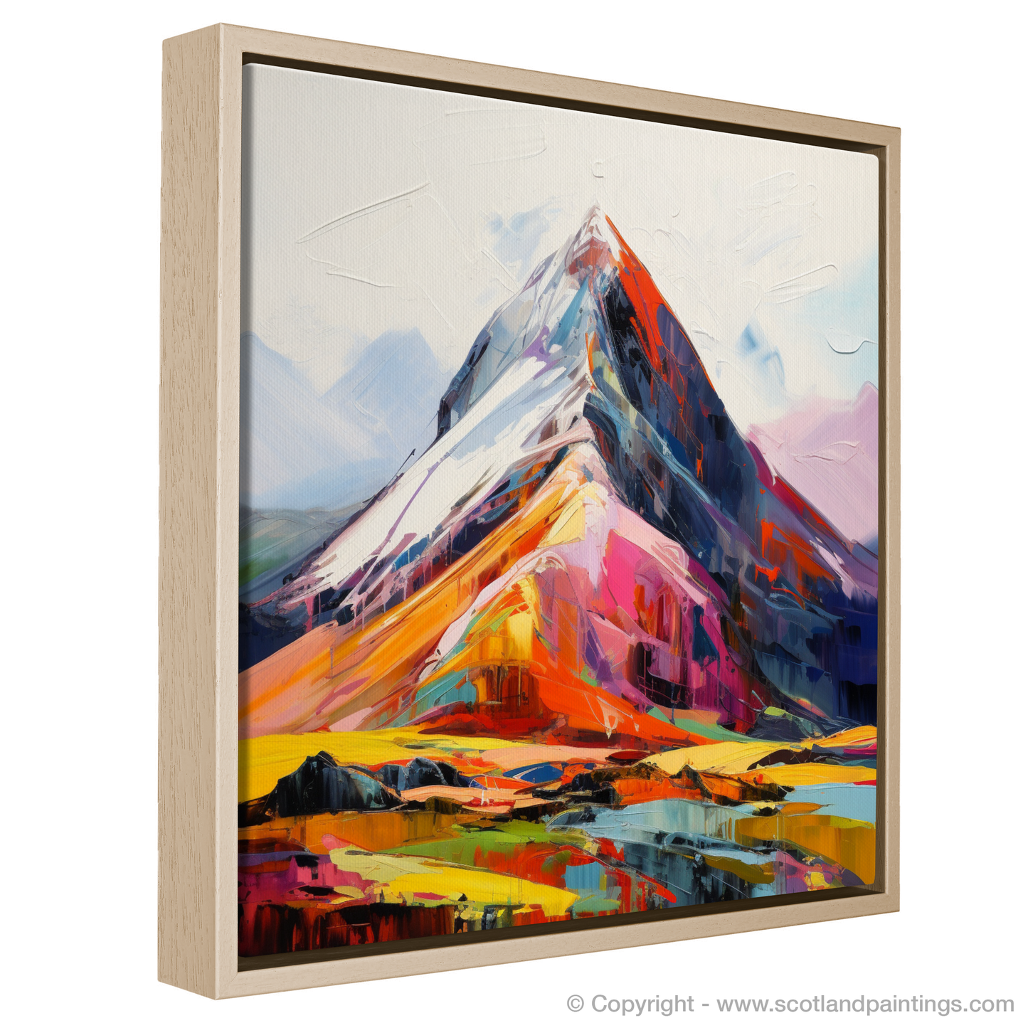 Painting and Art Print of Stob Binnein entitled "Fiery Embrace of Stob Binnein: An Expressionist Ode to the Scottish Highlands".