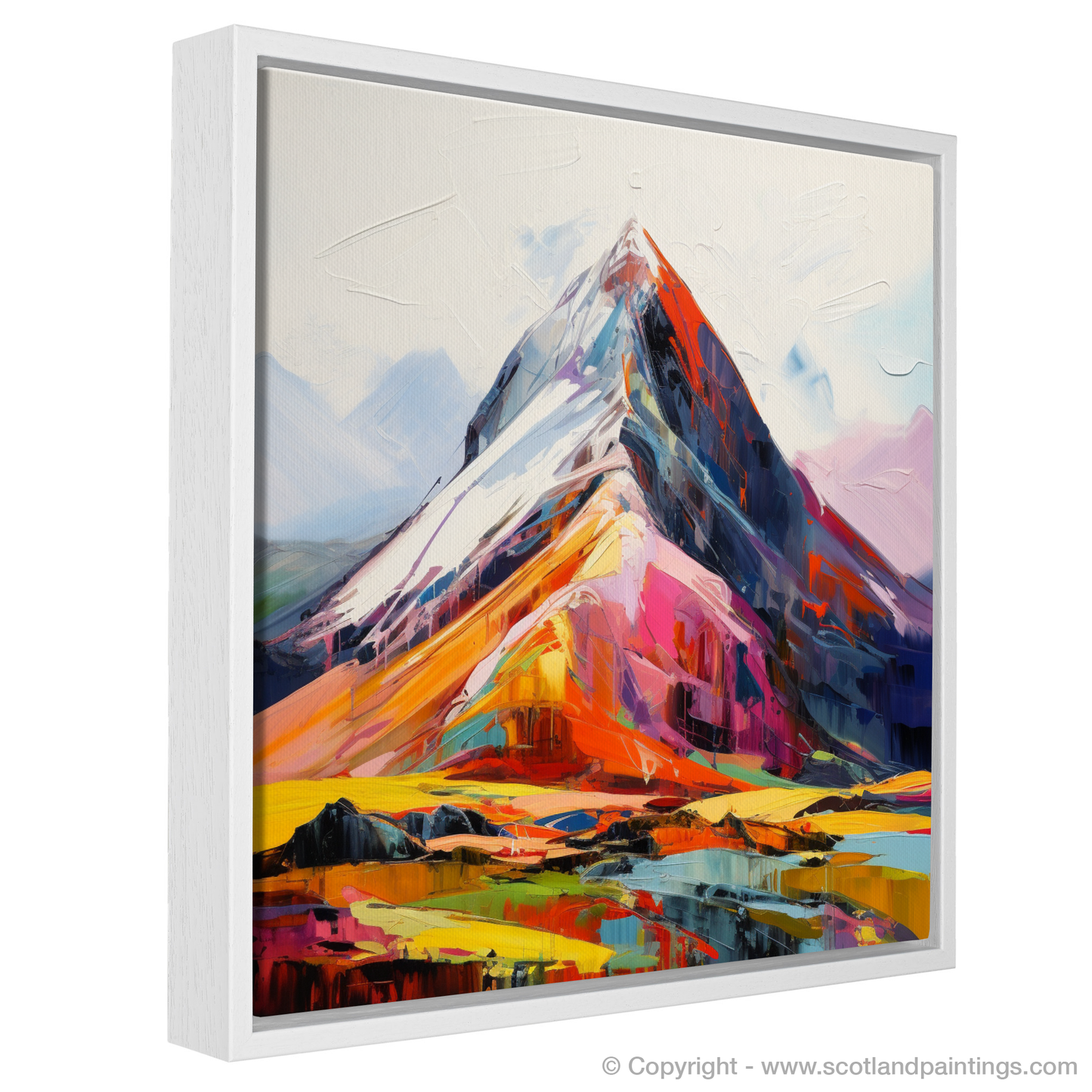 Painting and Art Print of Stob Binnein entitled "Fiery Embrace of Stob Binnein: An Expressionist Ode to the Scottish Highlands".