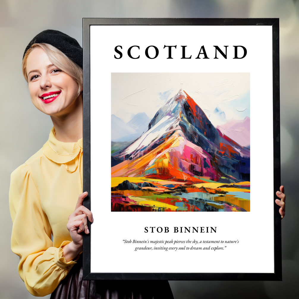 Person holding a poster of Stob Binnein