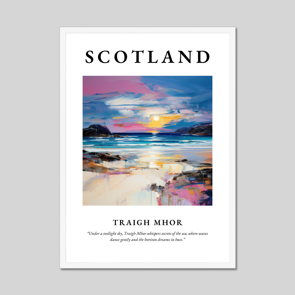 Poster in a white frame with the word Scotland