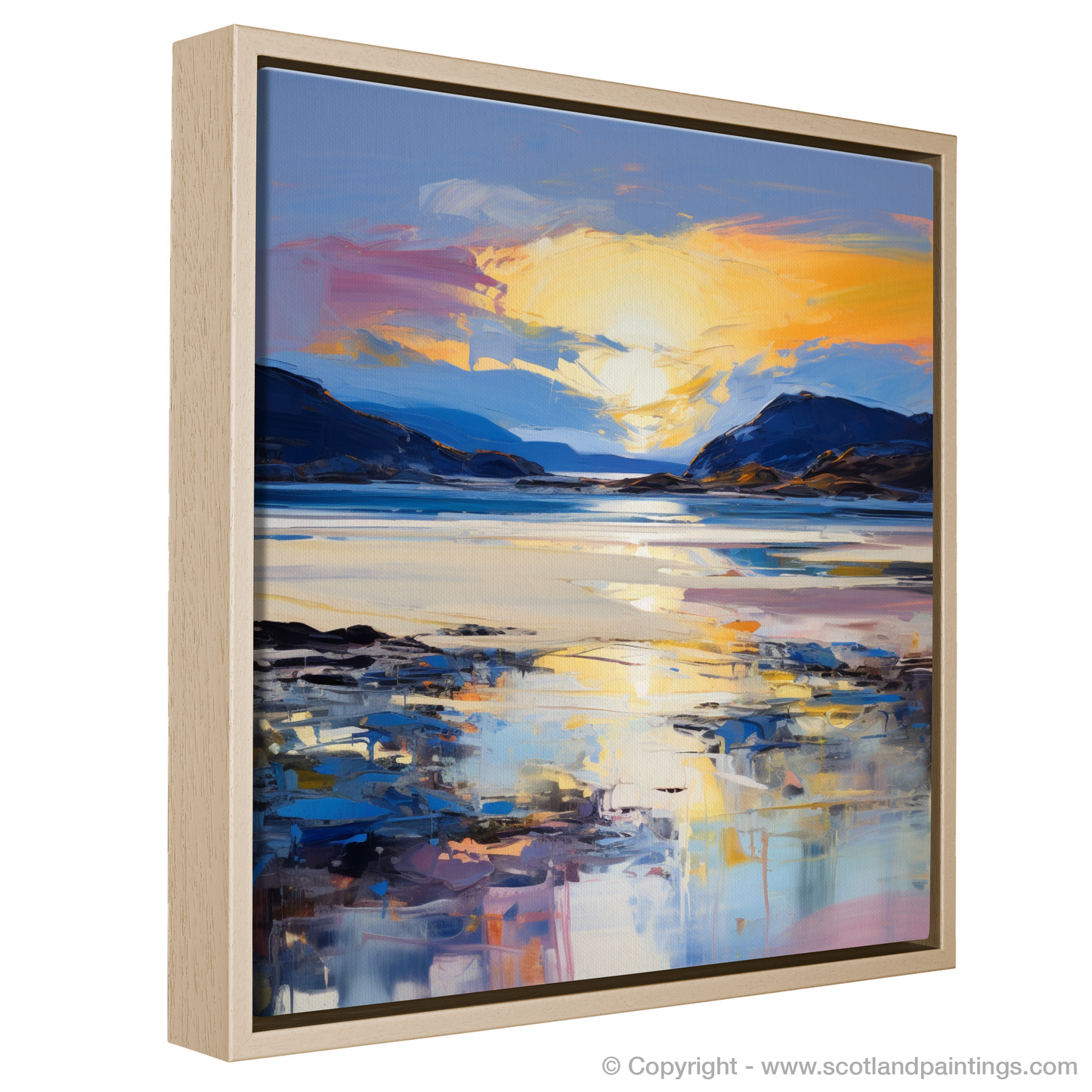 Painting and Art Print of Traigh Mhor at dusk entitled "Dusk Embrace at Traigh Mhor".