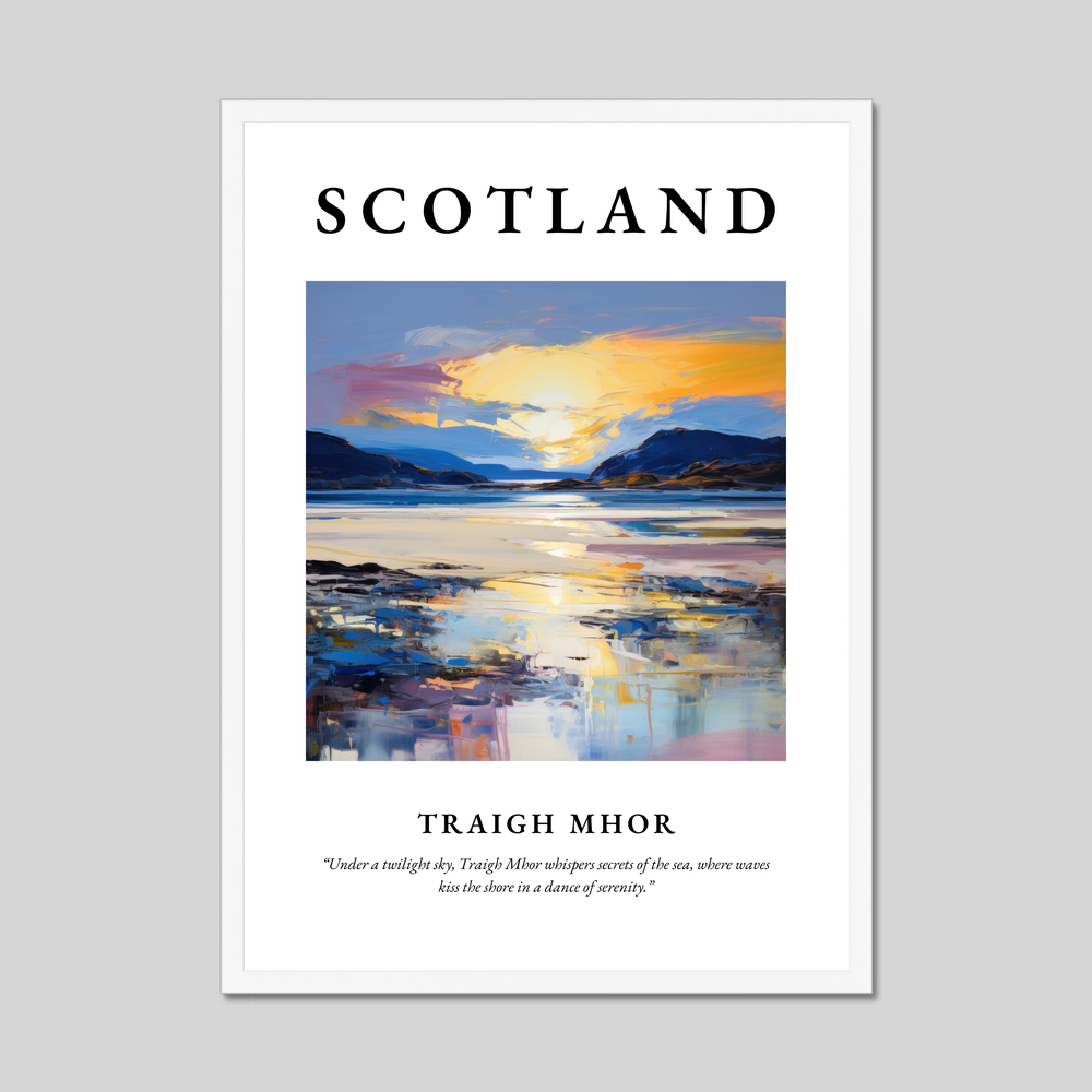 Poster in a white frame with the word Scotland