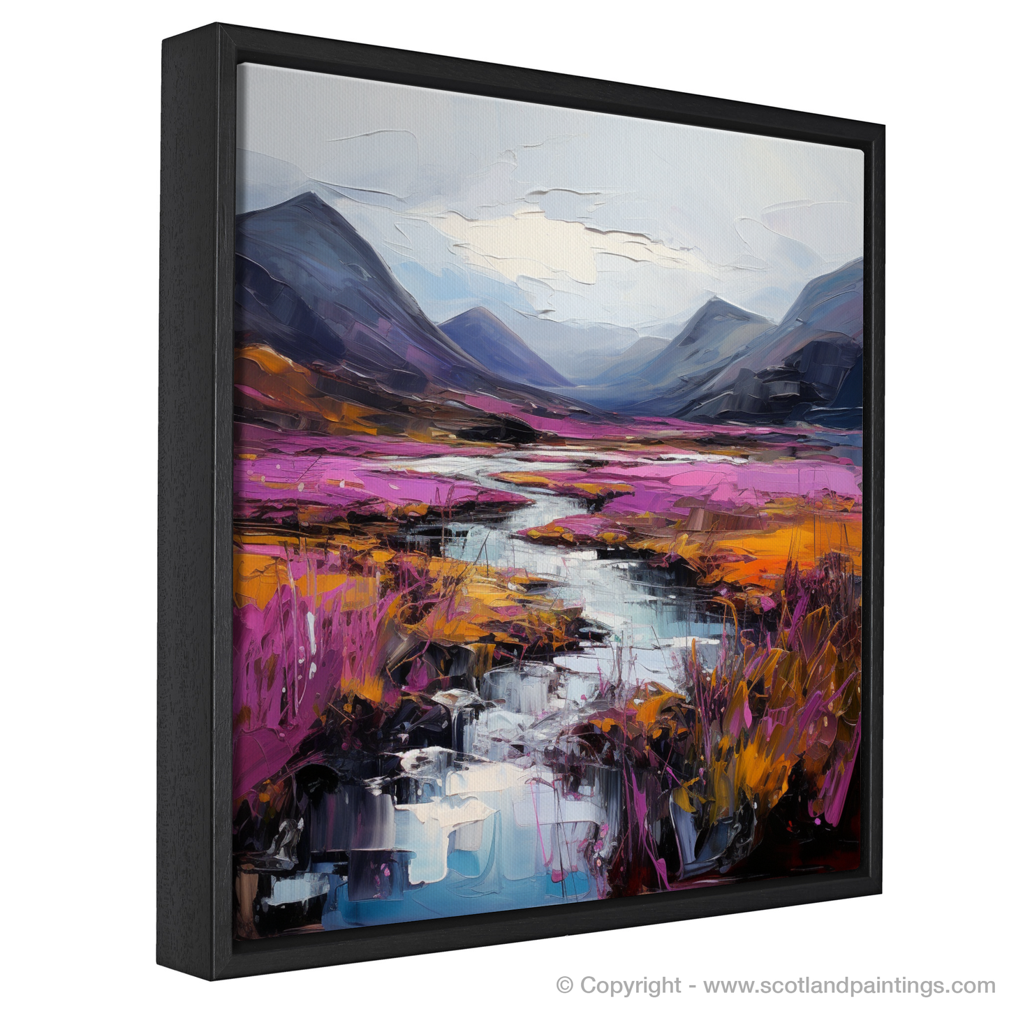 Painting and Art Print of Purple heather in Glencoe entitled "Wild Rhapsody of Heather in Glencoe".