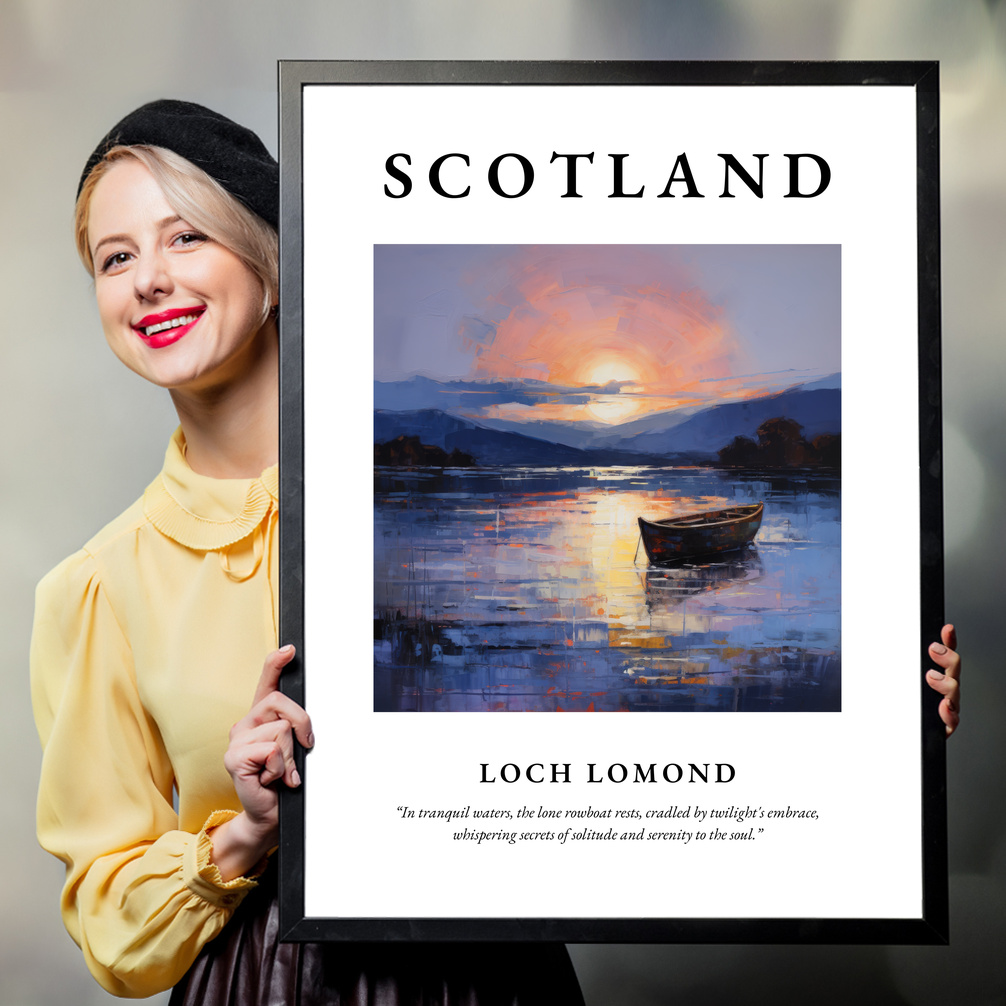 Person holding a poster of Loch Lomond