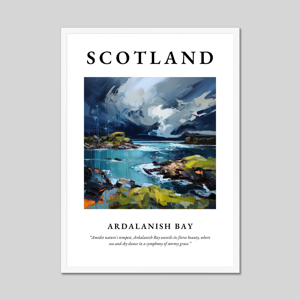 Poster in a white frame with the word Scotland