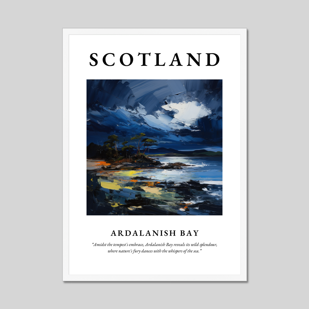 Poster in a white frame with the word Scotland