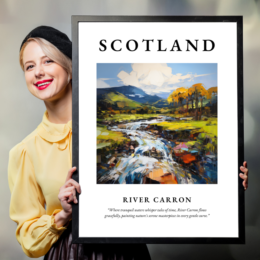 Person holding a poster of River Carron