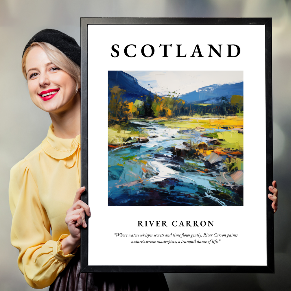 Person holding a poster of River Carron