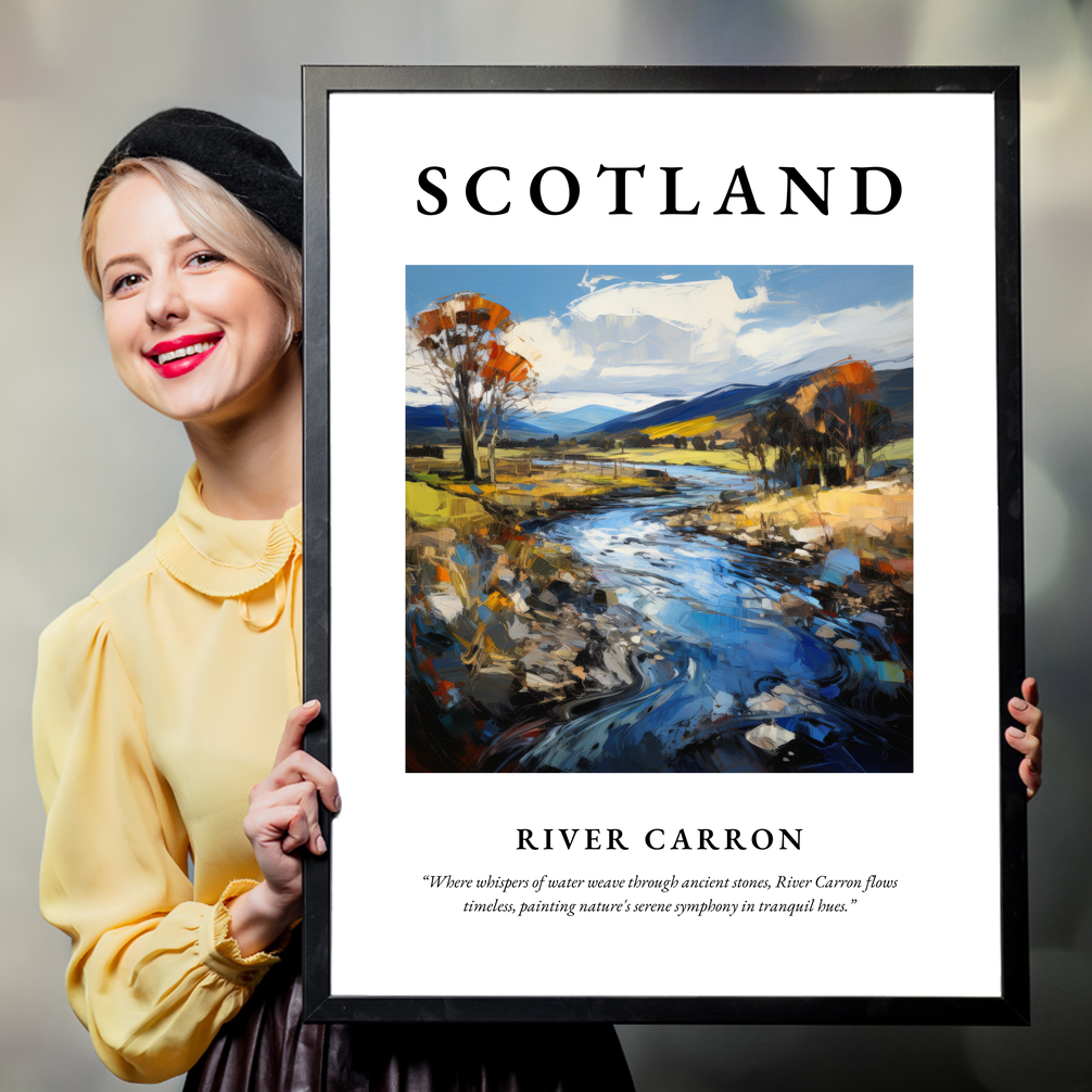 Person holding a poster of River Carron