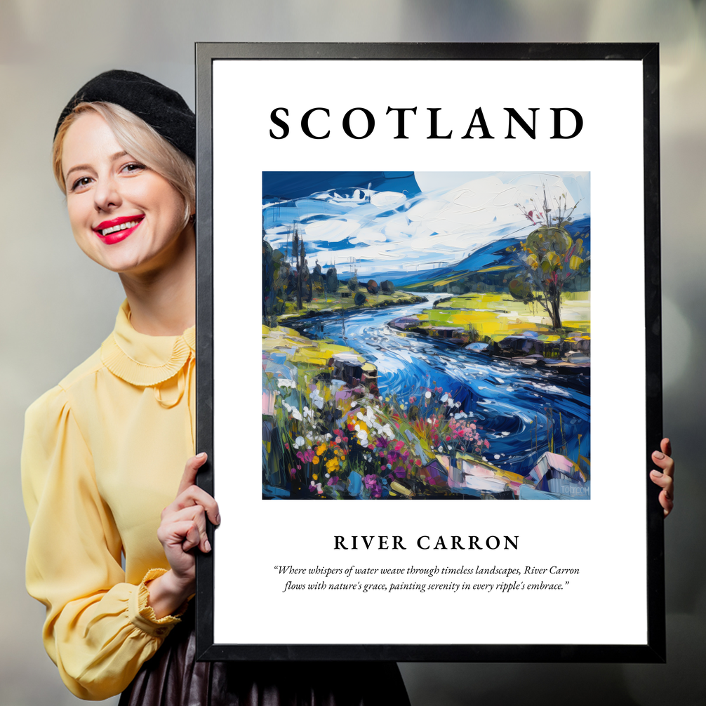 Person holding a poster of River Carron