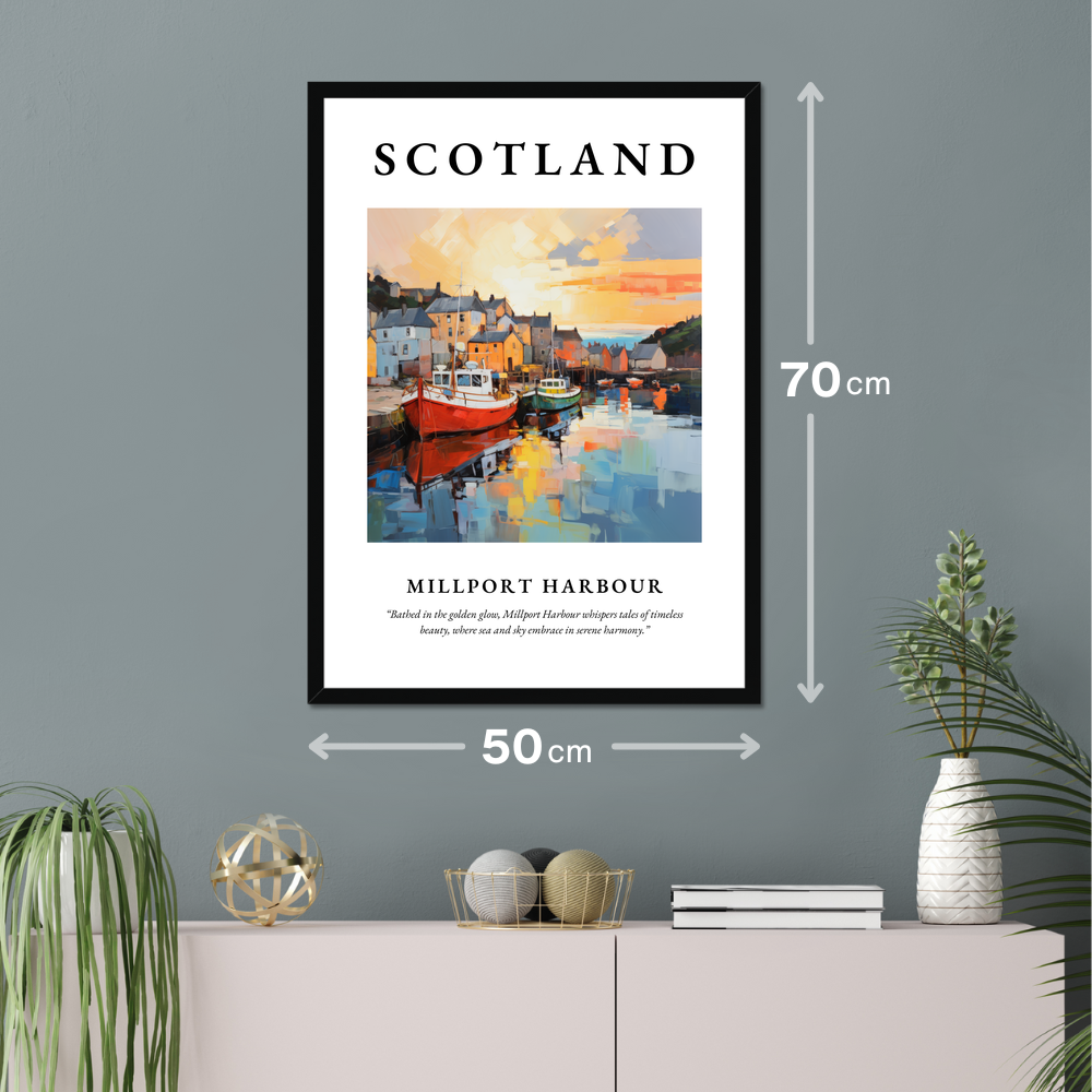 Poster of Millport Harbour hanging on a wall