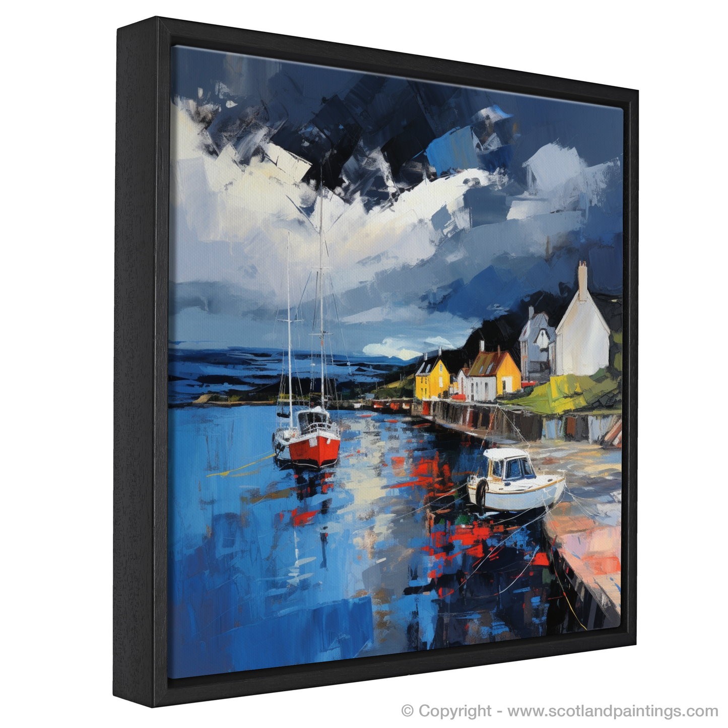 Painting and Art Print of Cromarty Harbour with a stormy sky entitled "Storm's Approach: The Drama of Cromarty Harbour".