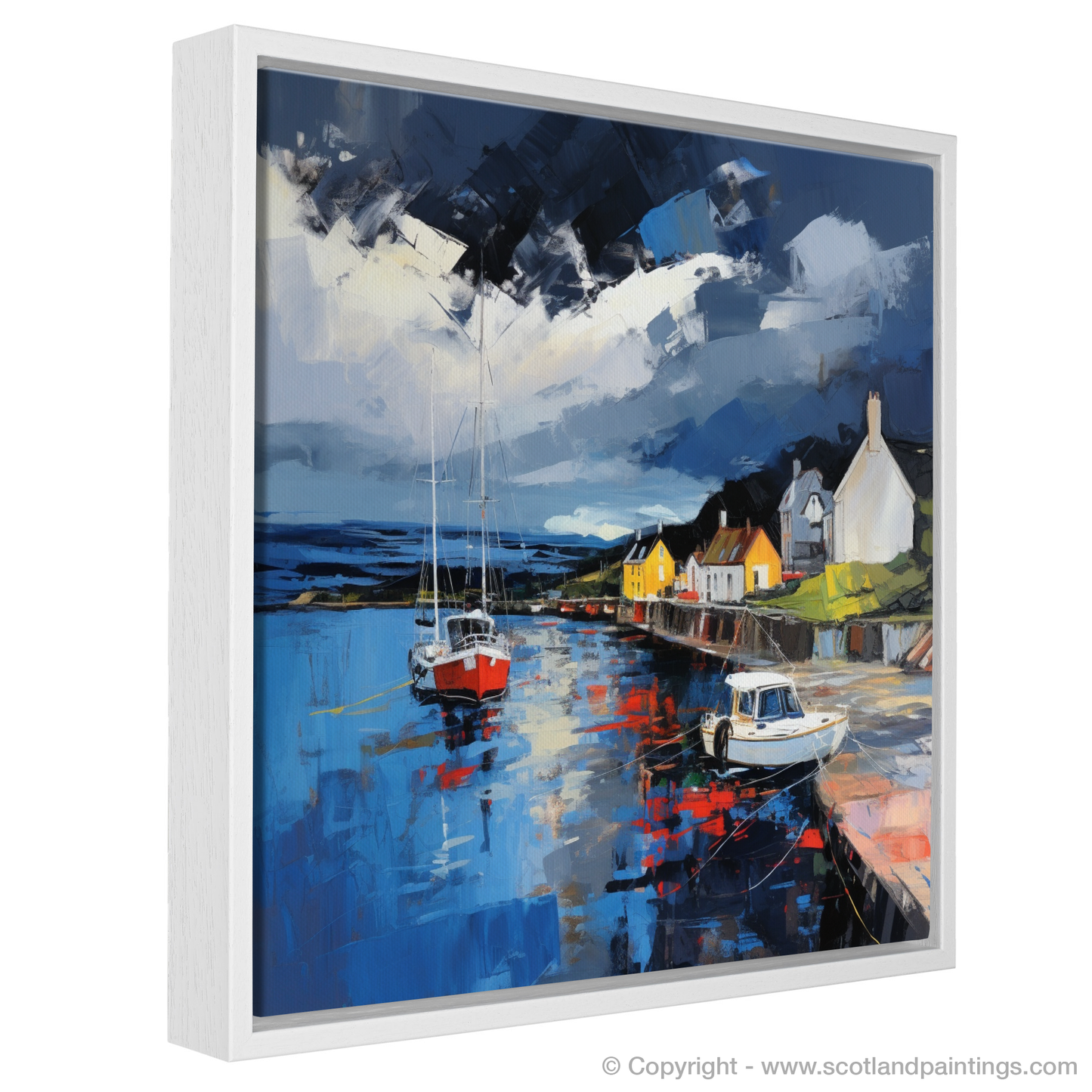 Painting and Art Print of Cromarty Harbour with a stormy sky entitled "Storm's Approach: The Drama of Cromarty Harbour".