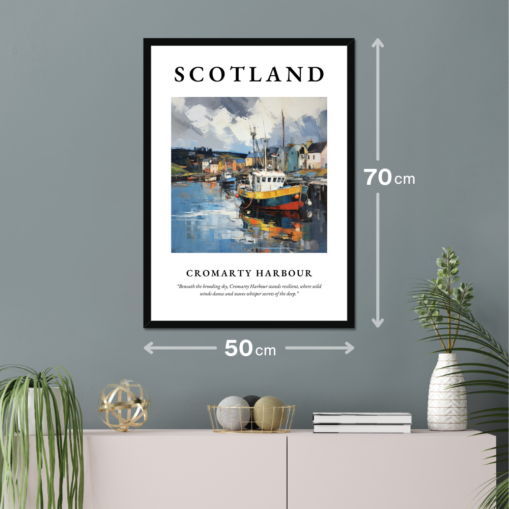 Poster of Cromarty Harbour hanging on a wall