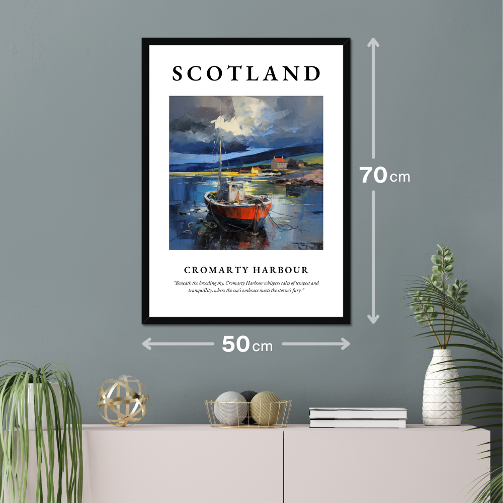 Poster of Cromarty Harbour hanging on a wall