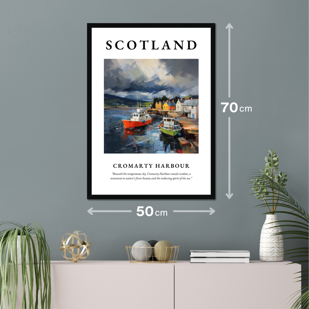 Poster of Cromarty Harbour hanging on a wall