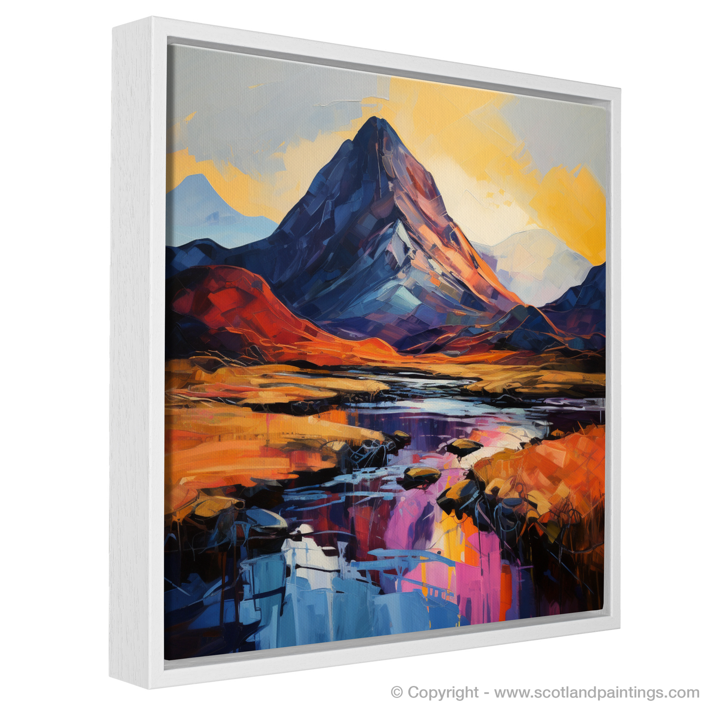 Painting and Art Print of Silhouetted peaks in Glencoe entitled "Emotive Peaks of Glencoe: An Expressionist Journey".