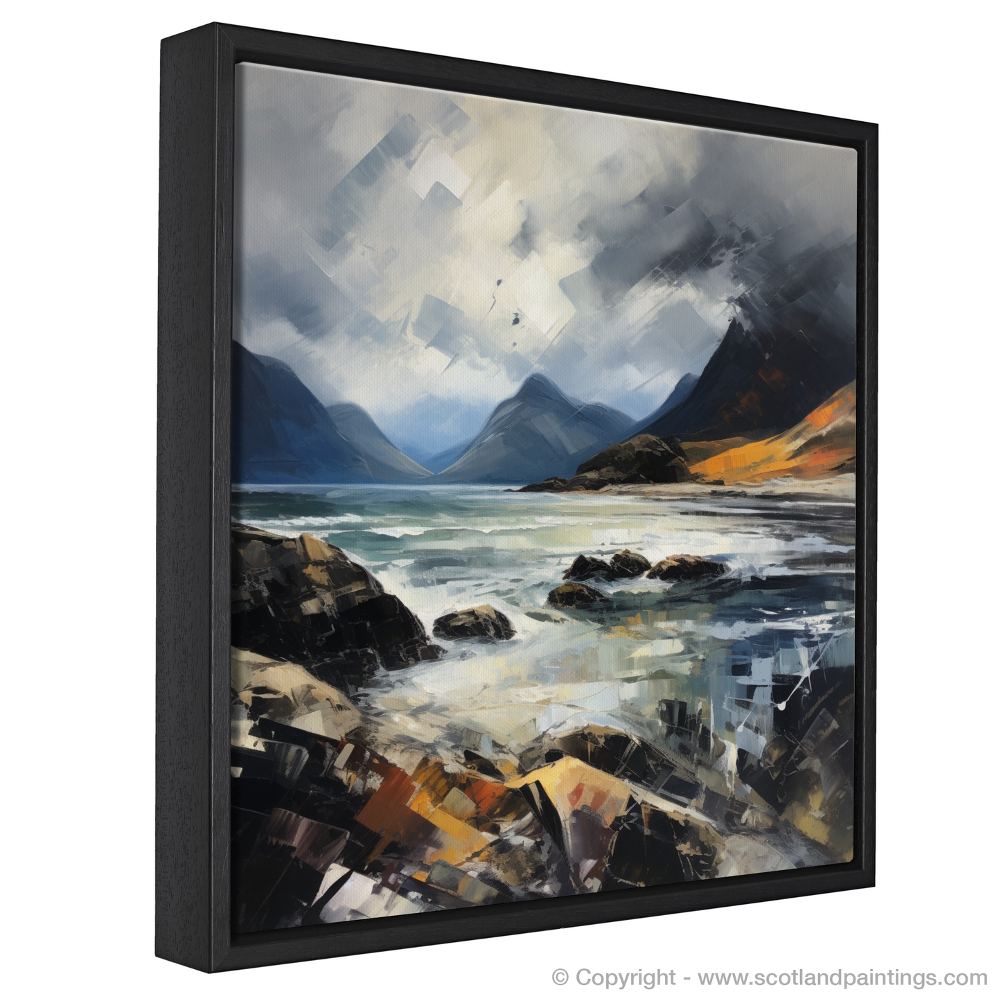 Painting and Art Print of Elgol Bay with a stormy sky entitled "Storm's Symphony over Elgol Bay".