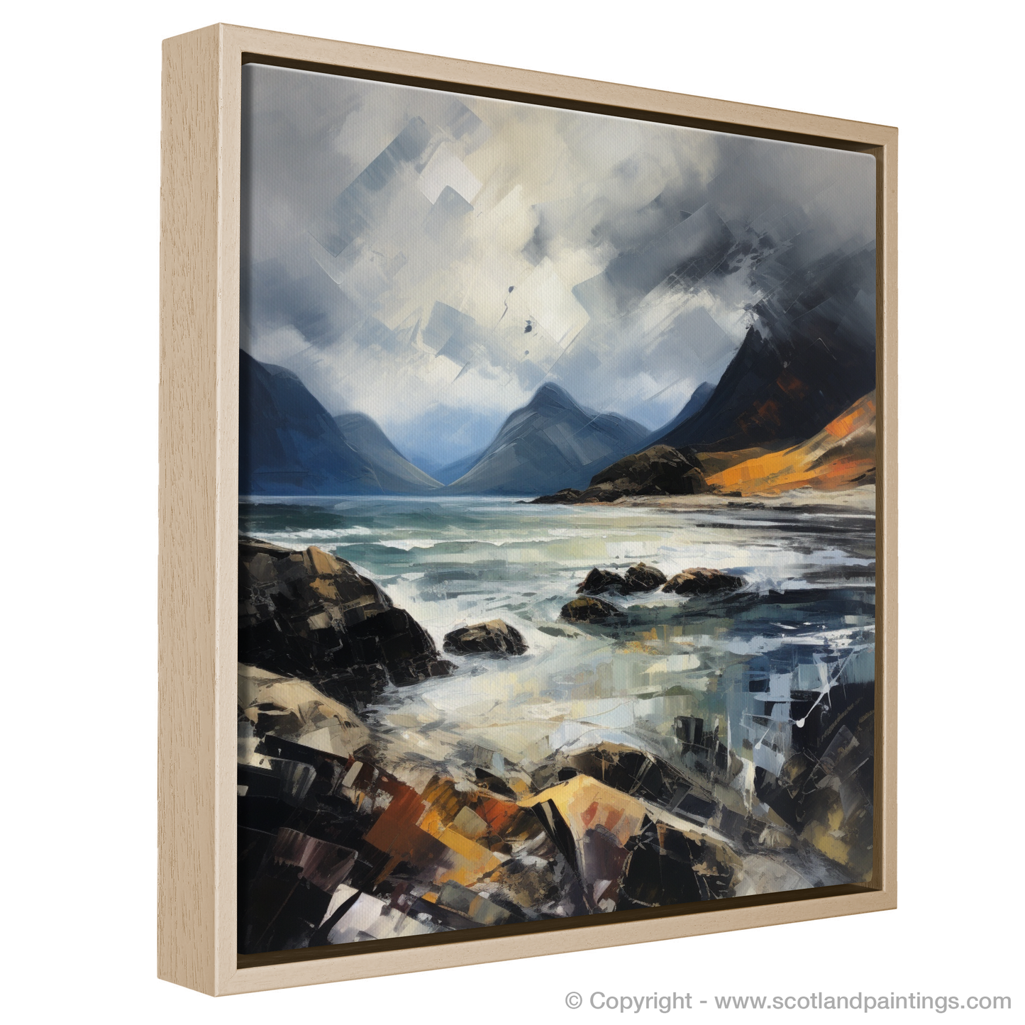 Painting and Art Print of Elgol Bay with a stormy sky entitled "Storm's Symphony over Elgol Bay".