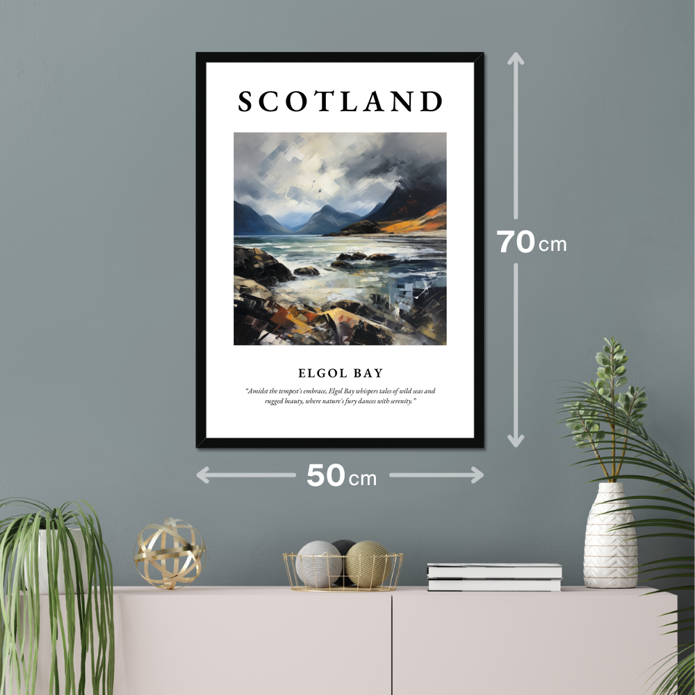 Poster of Elgol Bay hanging on a wall