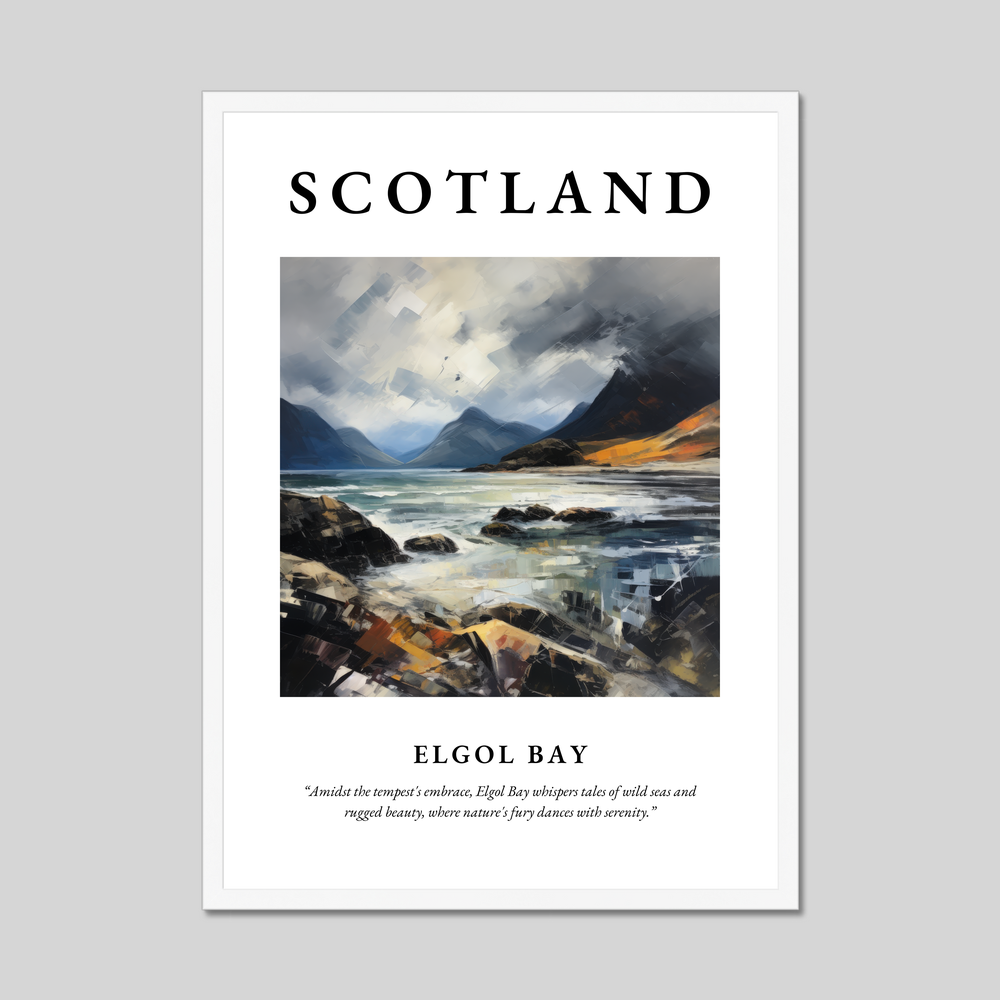 Poster in a white frame with the word Scotland