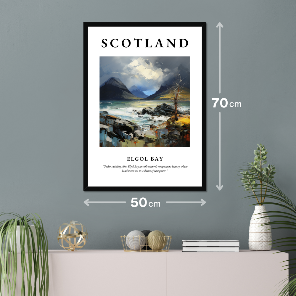 Poster of Elgol Bay hanging on a wall