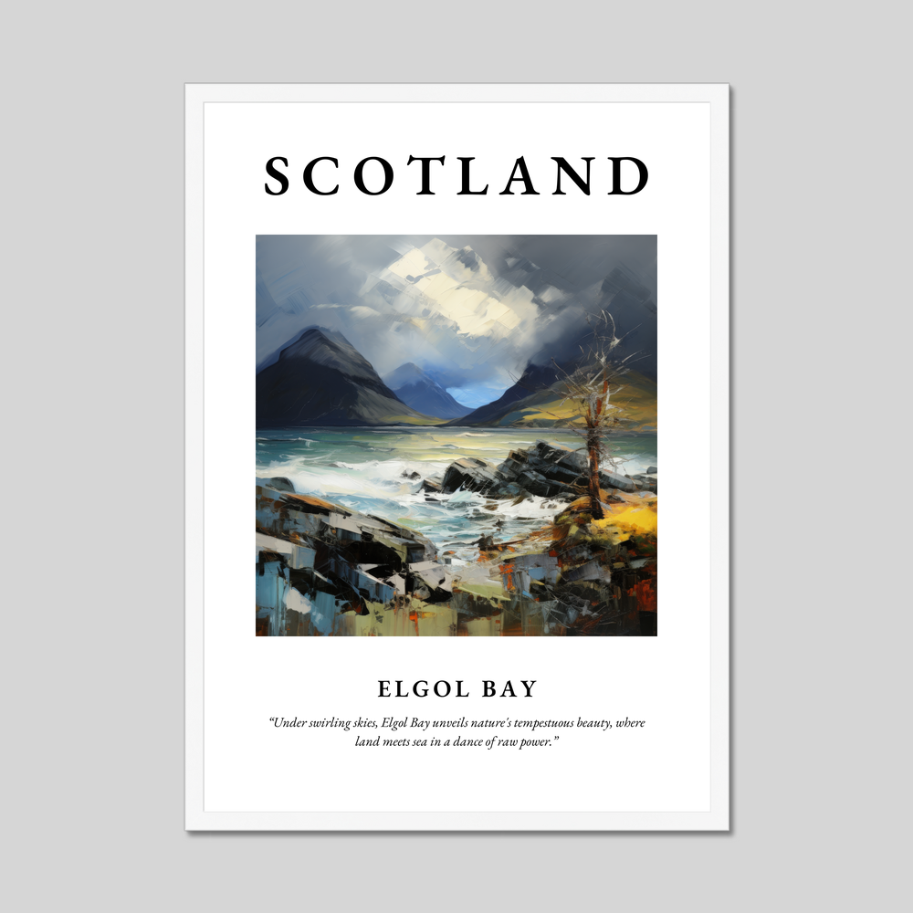 Poster in a white frame with the word Scotland