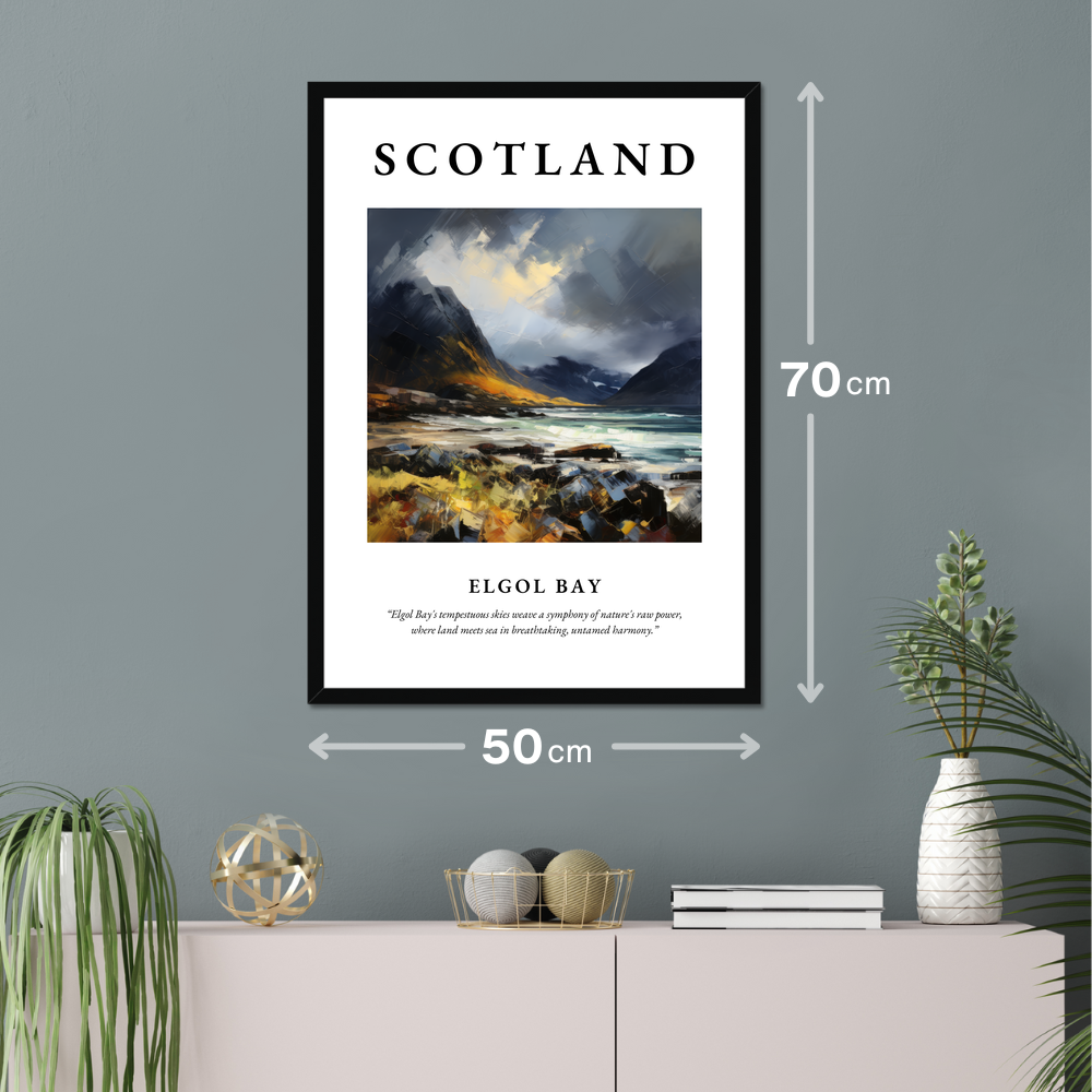 Poster of Elgol Bay hanging on a wall