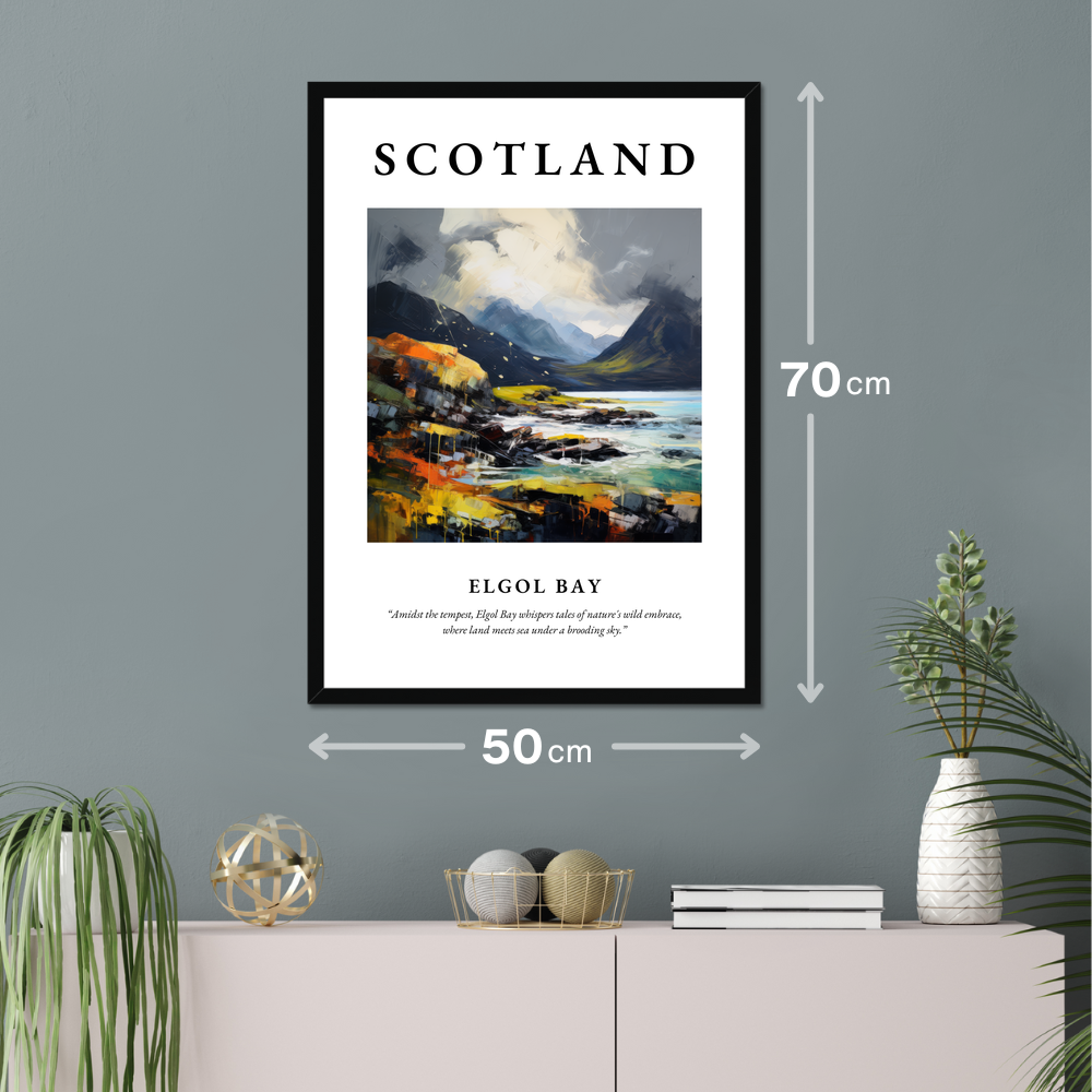 Poster of Elgol Bay hanging on a wall