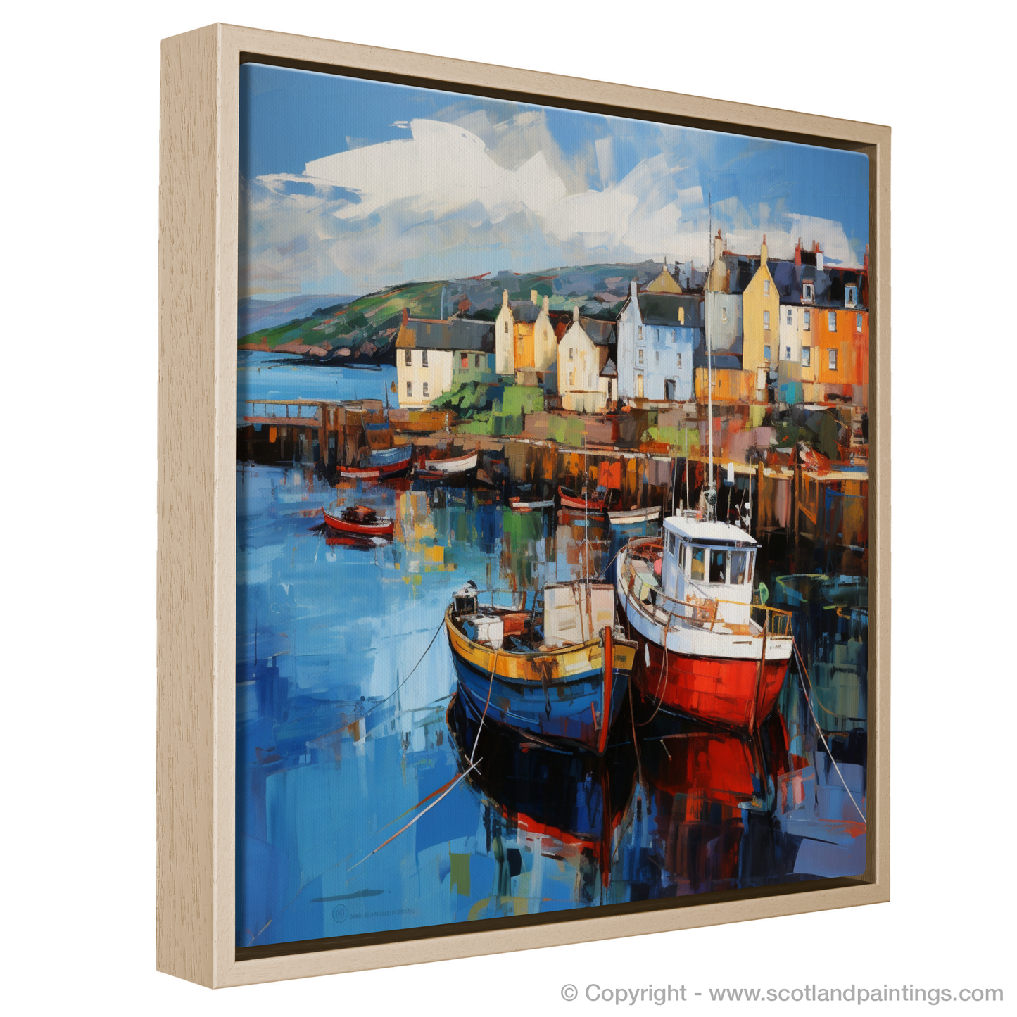 Painting and Art Print of Millport Harbour, Isle of Cumbrae entitled "Harbour Hues: An Expressionist Ode to Millport".