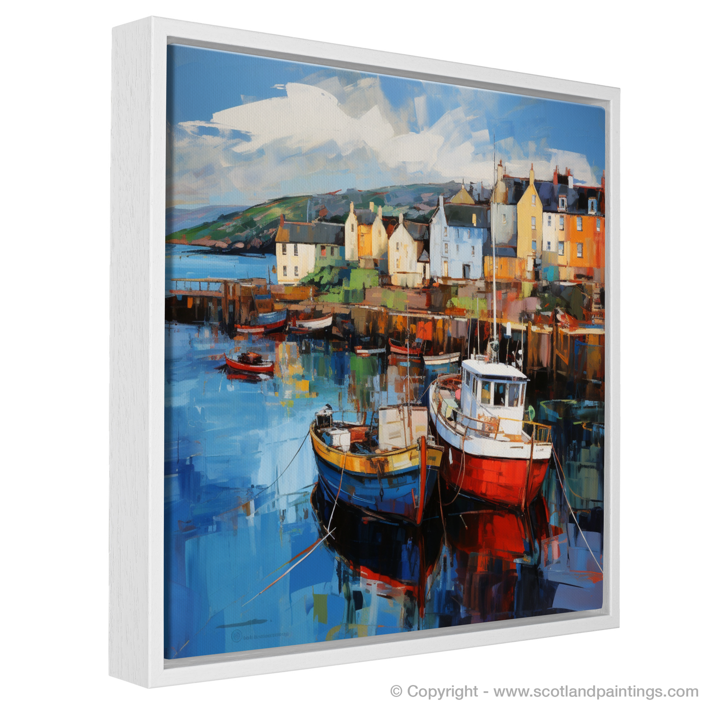 Painting and Art Print of Millport Harbour, Isle of Cumbrae entitled "Harbour Hues: An Expressionist Ode to Millport".