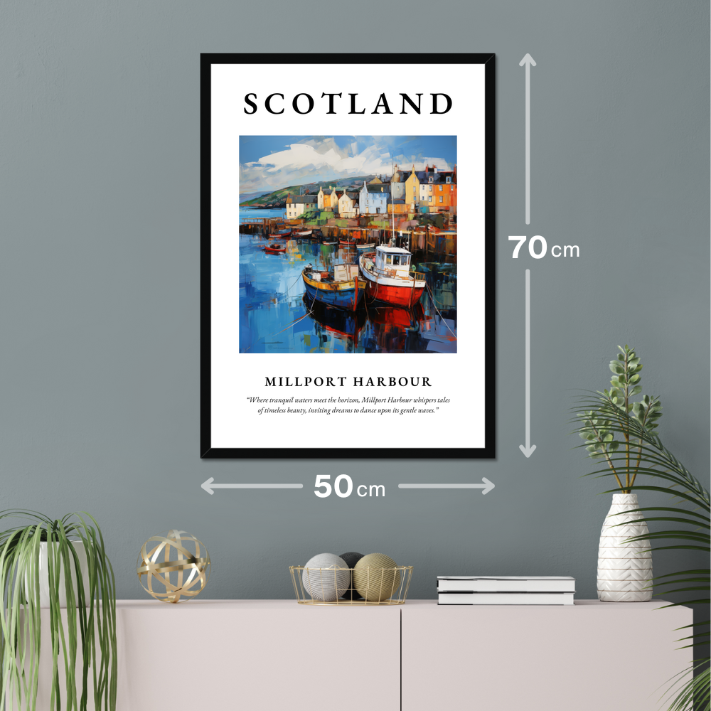 Poster of Millport Harbour hanging on a wall