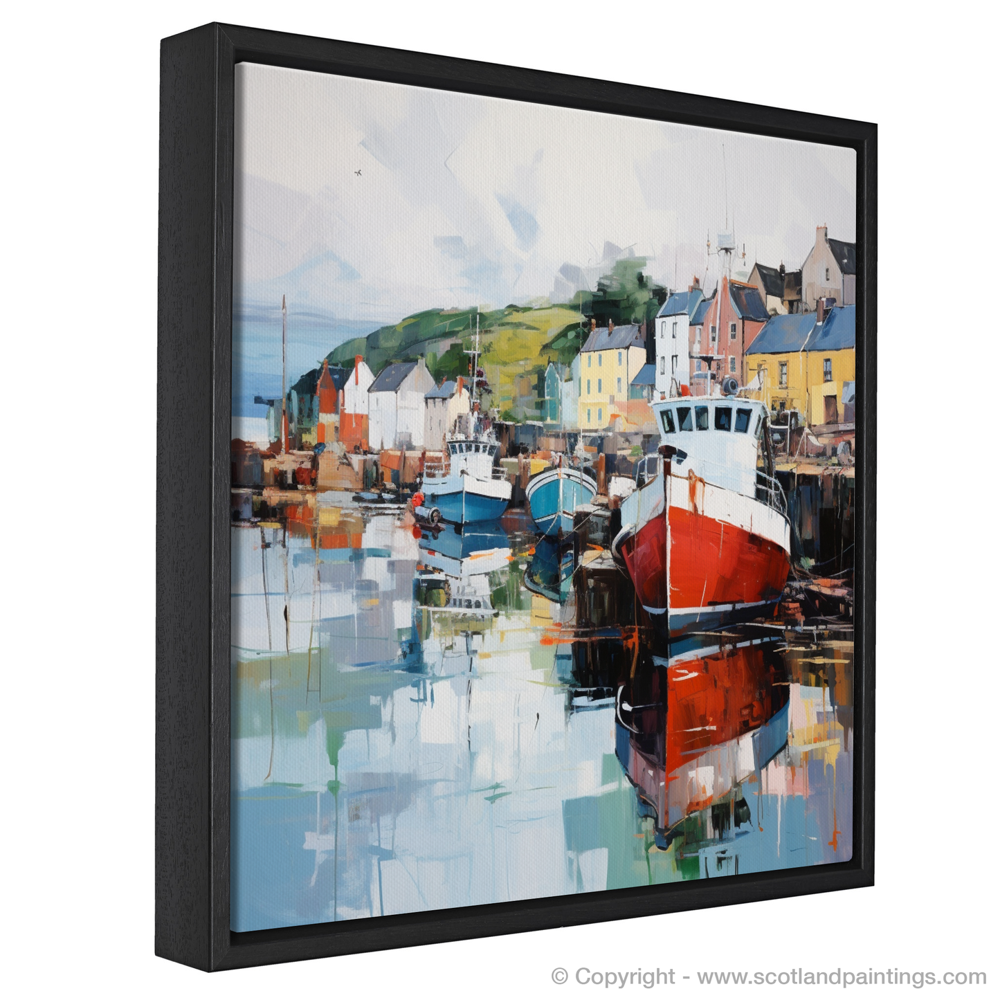 Painting and Art Print of Millport Harbour, Isle of Cumbrae entitled "Millport Harbour Essence: A Dance of Colour and Light".