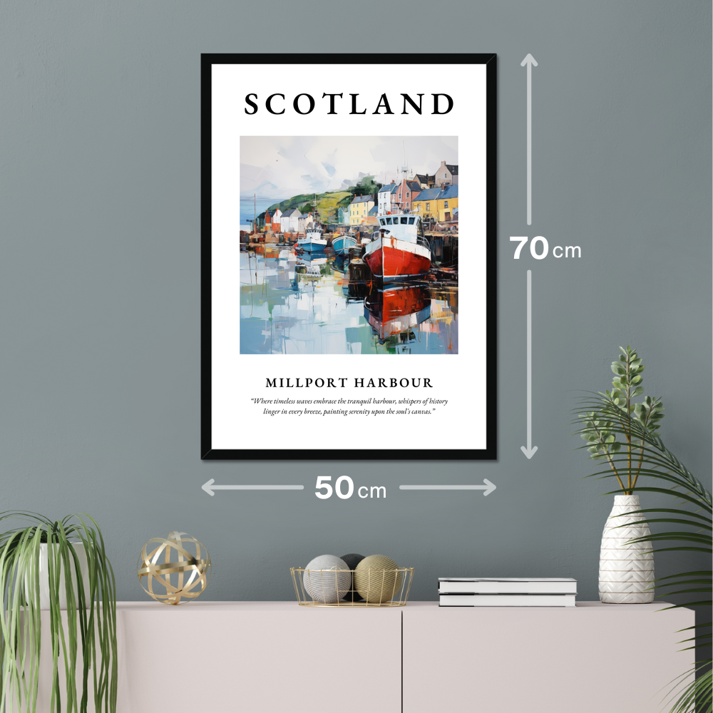 Poster of Millport Harbour hanging on a wall