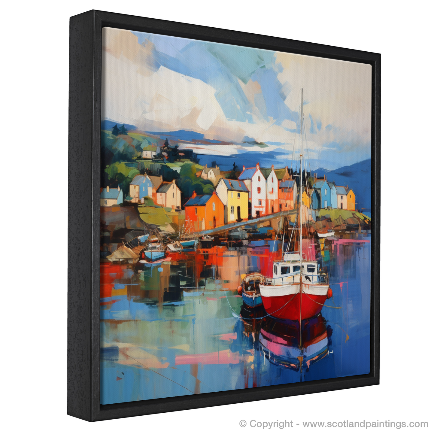 Painting and Art Print of Millport Harbour, Isle of Cumbrae entitled "Millport Harbour: An Expressionist Ode to Tranquility and Colour".