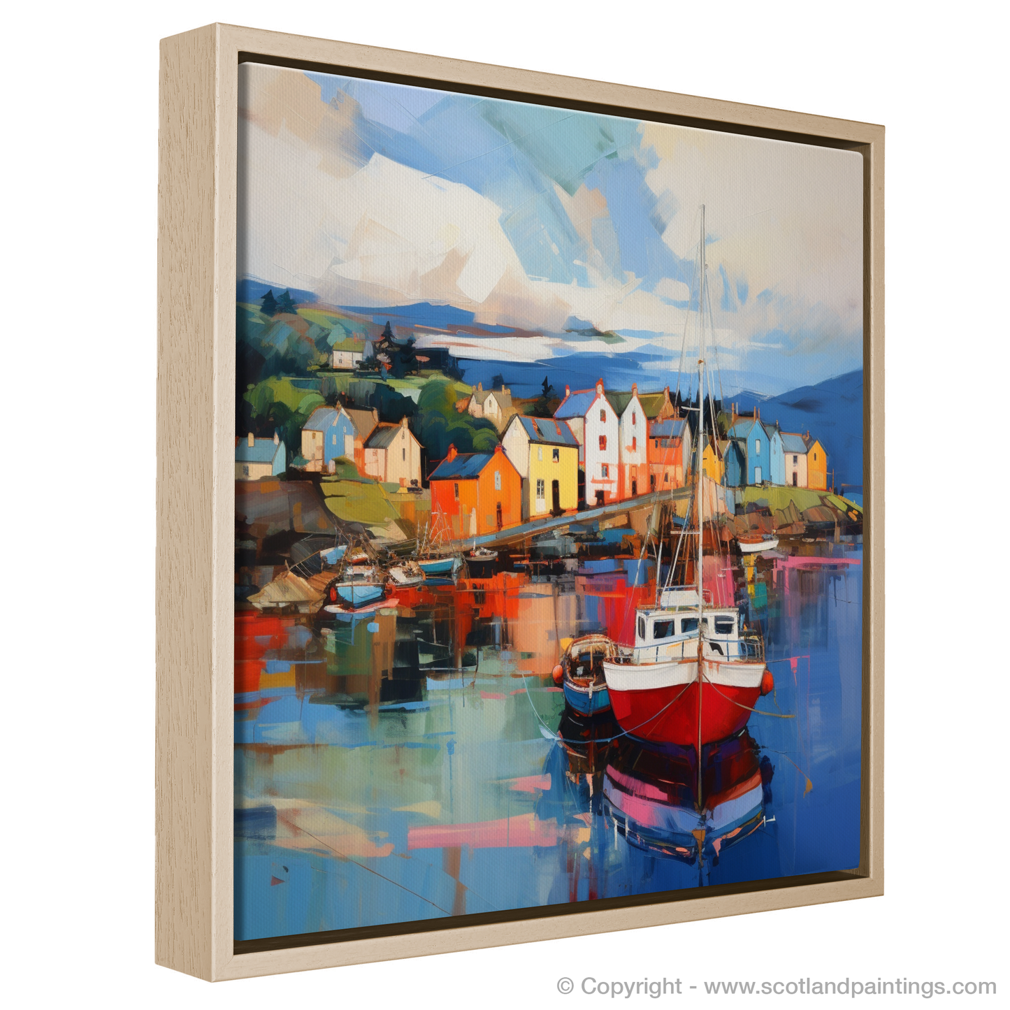 Painting and Art Print of Millport Harbour, Isle of Cumbrae entitled "Millport Harbour: An Expressionist Ode to Tranquility and Colour".