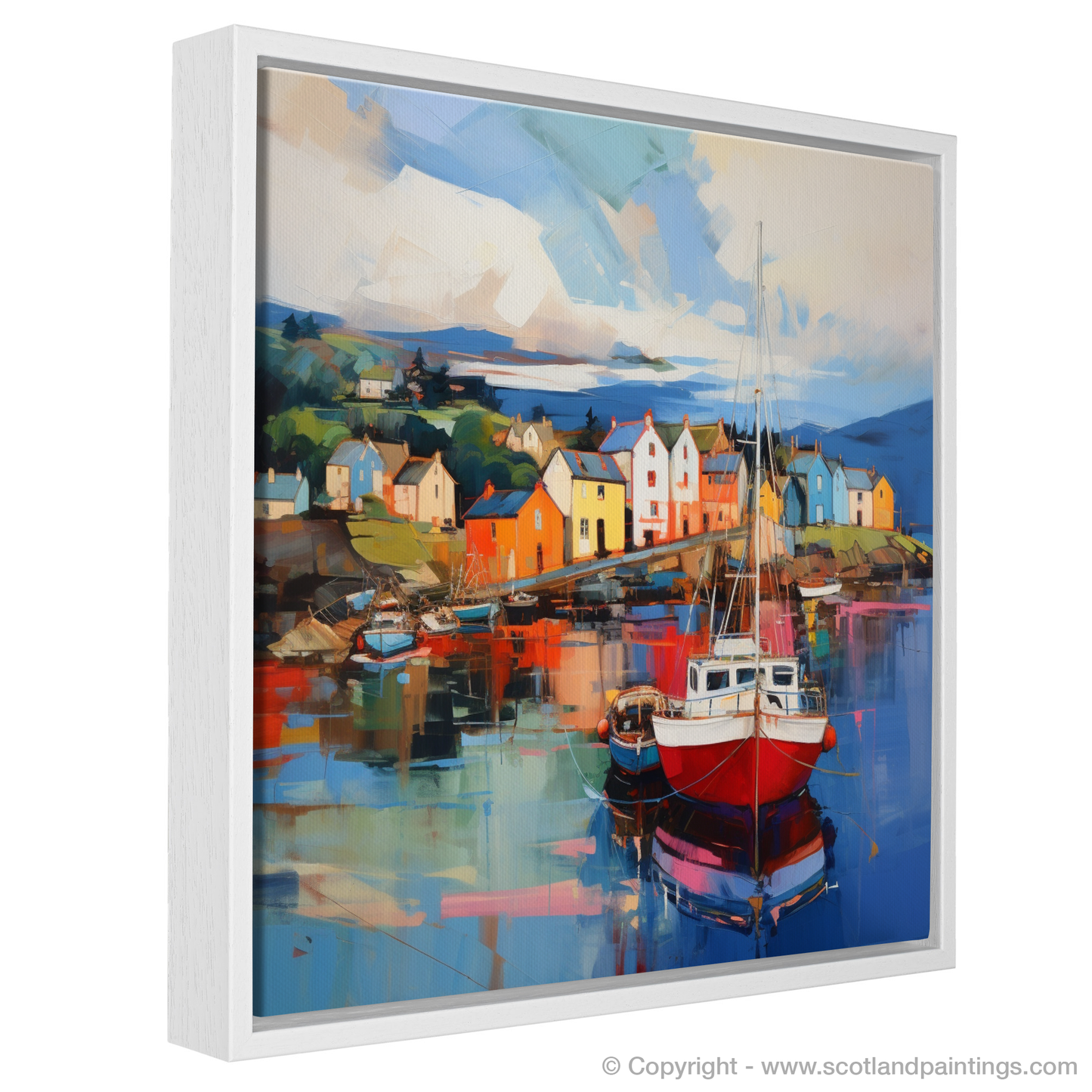 Painting and Art Print of Millport Harbour, Isle of Cumbrae entitled "Millport Harbour: An Expressionist Ode to Tranquility and Colour".