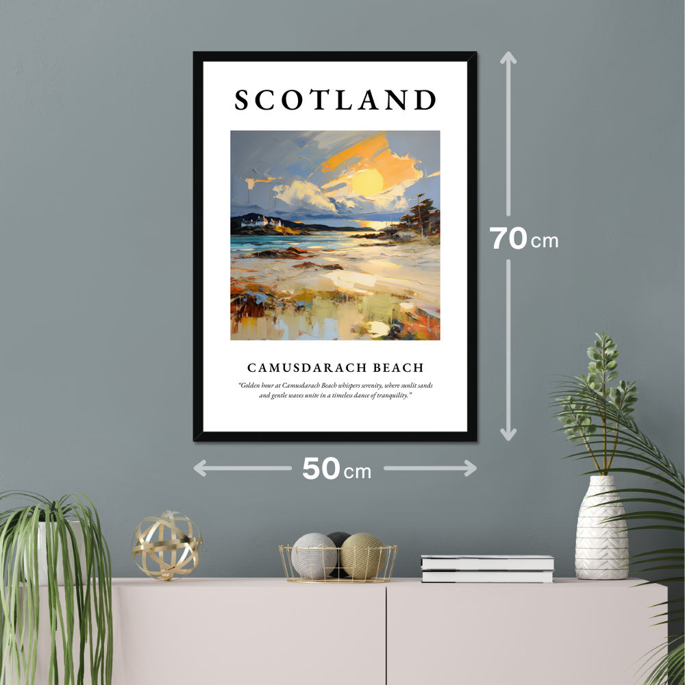 Poster of Camusdarach Beach hanging on a wall