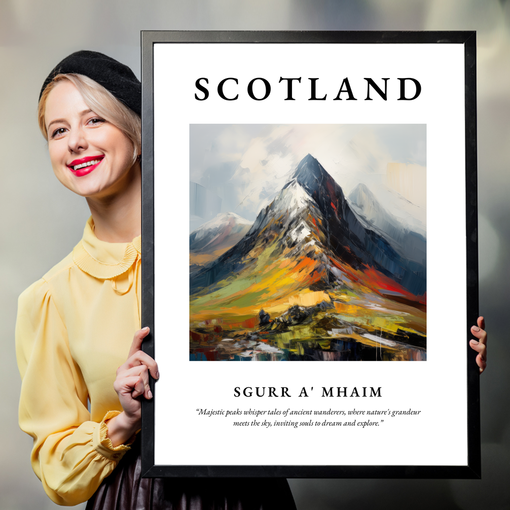 Person holding a poster of Sgurr a' Mhaim