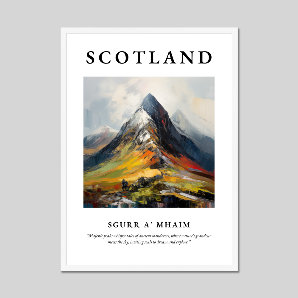 Poster in a white frame with the word Scotland