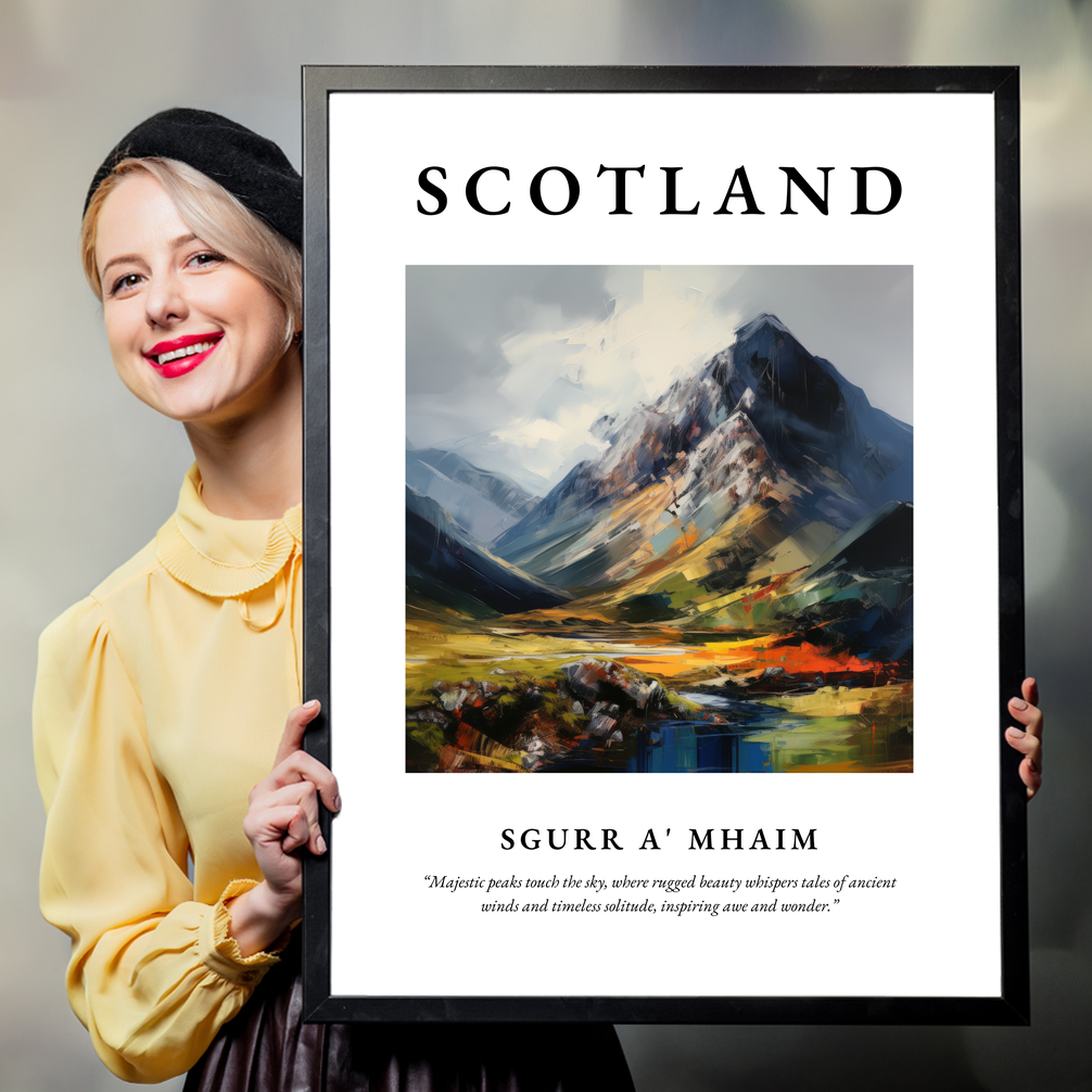 Person holding a poster of Sgurr a' Mhaim