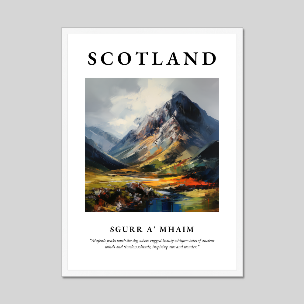 Poster in a white frame with the word Scotland