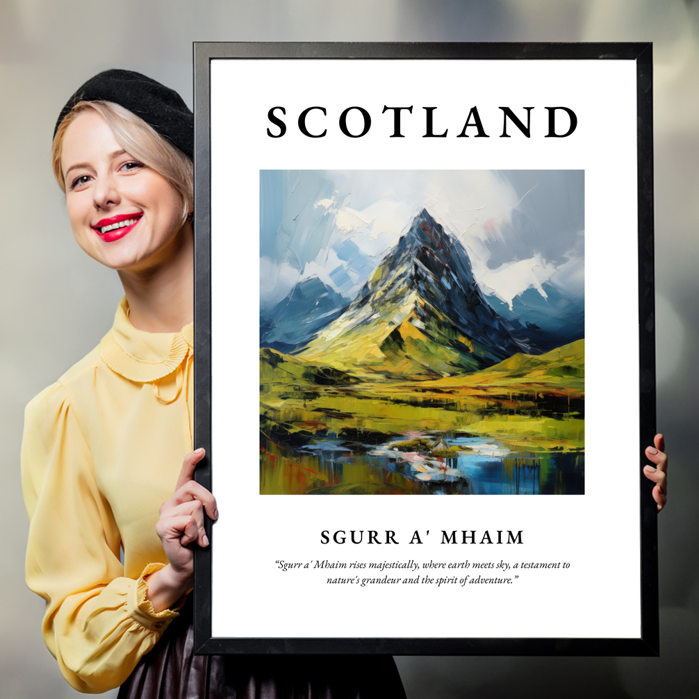 Person holding a poster of Sgurr a' Mhaim