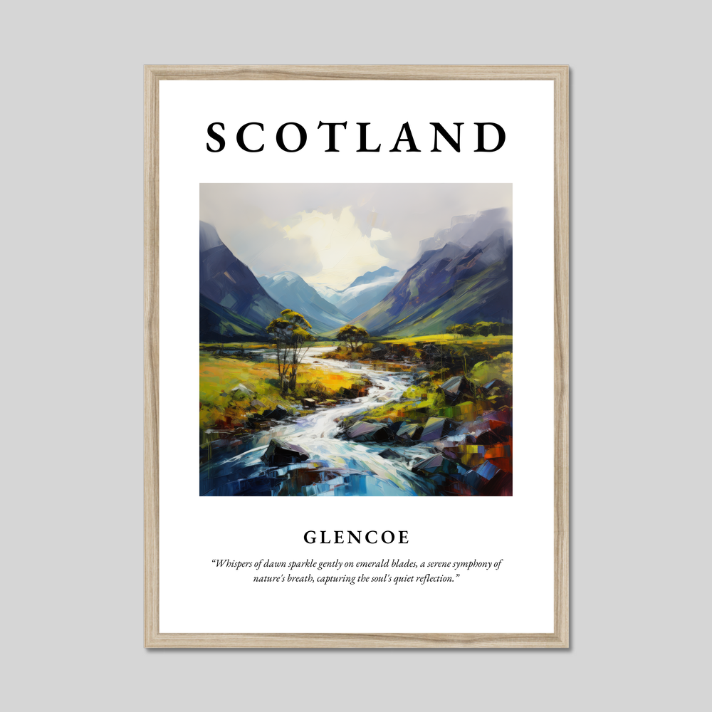 Poster in a natural frame with the word Scotland