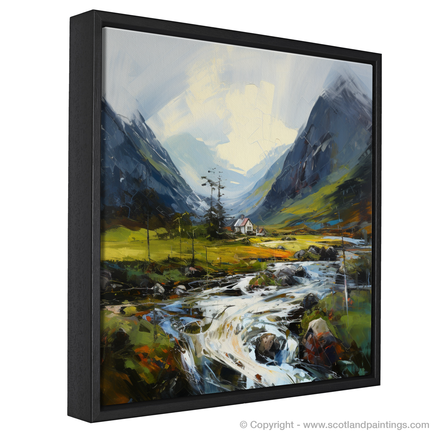 Painting and Art Print of Morning dew in Glencoe entitled "Morning Dew Embrace in Glencoe".